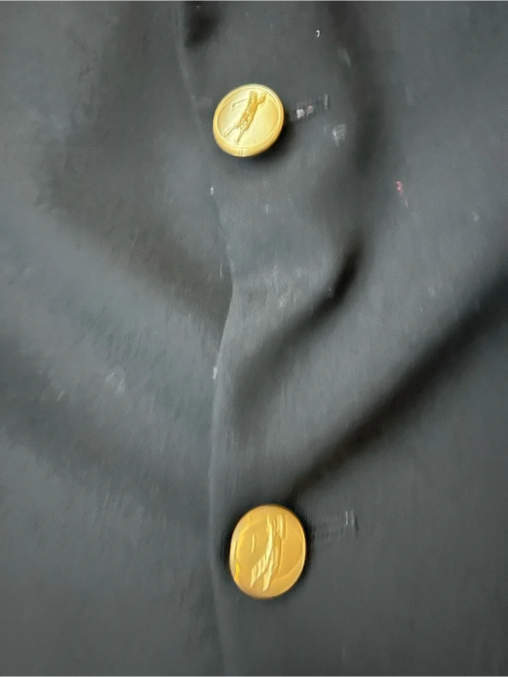 Mens Bobby Jones Wool Black Two-Button Gold-Button Sport Coat